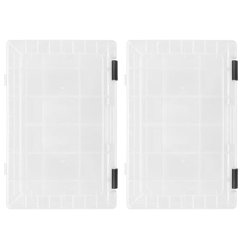 Fishing Lures Tackle Boxes Trays: 2pcs Plastic Clear Fishing Storage Organizer Boxes for Lures with Removable Dividers