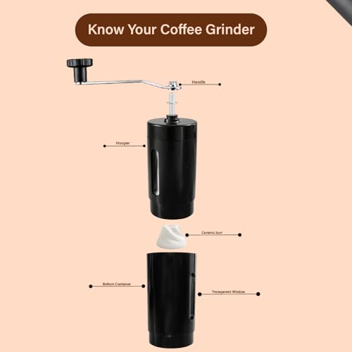 Image of Oblivion Portable Premium Manual Coffee Grinder - Travel-Friendly Compact Fresh Coffee Beans Hand-Crank Mill for Coffee Lovers Fresh Ground Coffee Anywhere