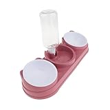 Cat Bowls 3 in 1 Feeding Bowls Raised Automatic Water Bottle Detachable PP Material Sturdy for Indoor Cats Suitable for Home Use Pet Feeding, Pink