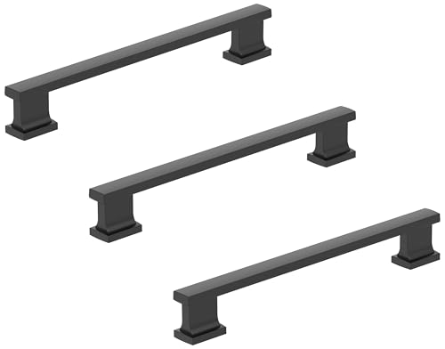 Image of Amerock 10BX37093MB | Matte Black Cabinet Pull | 6-5 /16 inch (160mm) Center-to-Center | 30 Pack | Triomphe | Furniture Hardware
