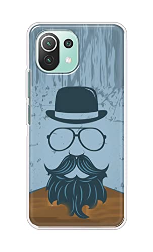 Image of PRINTFIDAA Mustache Beard and Hairstyle Hipster in Glasses Printed Designer Hard Case for Mi 11 Lite / 11 Lite 5G NE Back Cover -(e) RPM1002