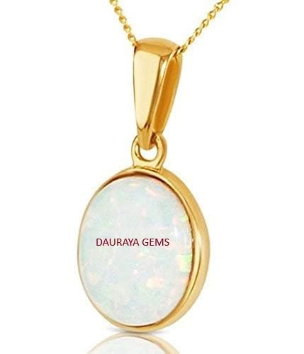 10.00 Carat Opal Pendant Natural & Certified White Opal Astrological Gemstone Gold Pendent for Men and Women by Lab Certified (STU072)