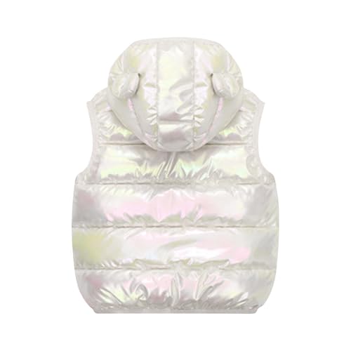 Toddler Boys Girls Shiny Puffer Vest Kids Down Vest Coats Winter Hooded Padded Warm Waistcoat Jacket with Ear3