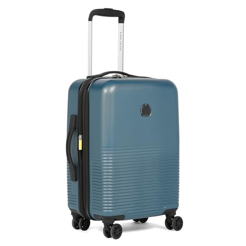 DELSEY PARIS Marina 54.5 cms Small Cabin Polycarbonate Hard Sided 8 Wheels and Expandable Spinner Suitcase/Trolley Bag for Travel with TSA Lock- Blue
