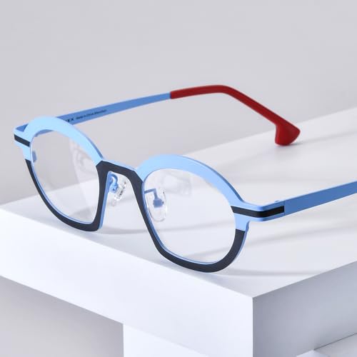 Image of FONEX Colorful Pure Titanium Glasses Frame Women Retro Round Eyeglasses