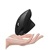 TECKNET Ratón ergonómico, mouse vertical inalámbrico, 4800 DPI, mouse Bluetooth recargable para túnel carpiano mano derecha, conectividad de 3 dispositivos para laptop, PC, MacBook, negro