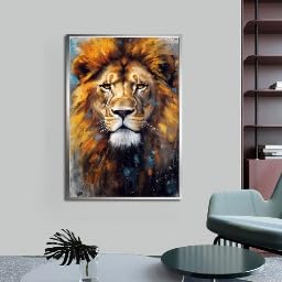 Tableau de lion pour habiller un grand mur vide toile abstraite moderne 80x120cm