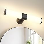 PRINCEWAY LED Bathroom Wall Mounted Vanity Light, Matte Black Over Mirror Toilet Wall Light for Make Up, Length 40CM, IP44 Waterproof, 8W 800Lm Not Dimmable, 3 Levels Selectable Lighting Colors