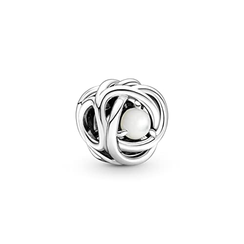 PANDORA Juni Geburtsstein Weißes Perlmutt Ewigkeitskreis Charm aus Sterling-Silber mit einem Stein aus Perlmutt, 790064C03