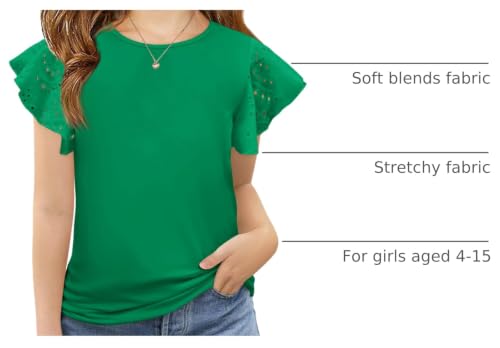 Image of Imily Bela Girls Ruffle Sleeve Shirts Crewneck Eyelet Tops 4-15 Years