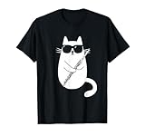Gato Gracioso con Gafas de Sol de Músico Flauta Travesera Camiseta