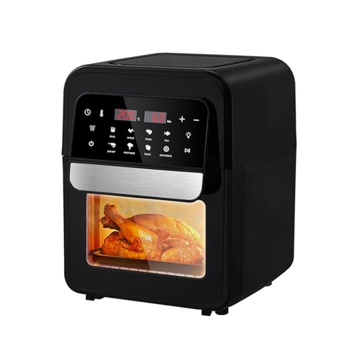 Freidora De Aire De 1400W, Gran Capacidad De 7L Con Cajón Con Ventana De Visualización, Horno Freidora De Aire Sin Aceite Multifunción Inteligente De Acero Inoxidable