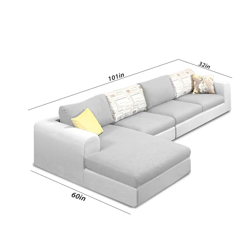 Image of Koza LHS 6 Seater L Shape Sofa Set for Living Room (Grey Fabric) Premium Fabric Sofa
