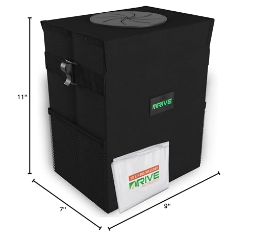 Drive - Car Trash Can - Collapsible, Leakproof Garbage Bin with 20 Trash Bags and Adjustable Strap - Car & Truck Accessories for Men and Women - Black, Large