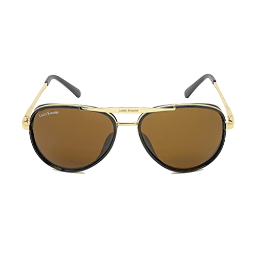 Image of Louis Kouros Cherokee Aviator Classic Trendy 4414 sunglasses | Mirror Lens | 400 UV Protected | For Men's Women's | Medium | 58mm Lens Width
