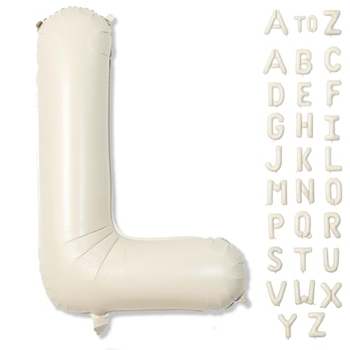 Lettres de ballon de nom en crème, lettre personnalisée en aluminium géante de l'alphabet L beige, ballon de 102 cm gonflable en sable blanc en aluminium...
