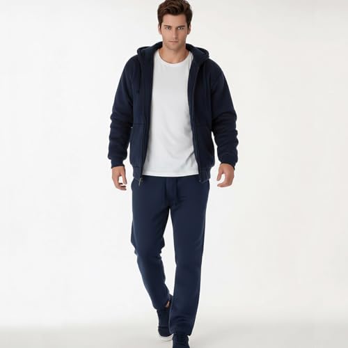 Image of MINANUO Zip Up Hoodie Men Warm Heavyweight Sherpa Lined Fleece Hoody Jacket Winter Coats
