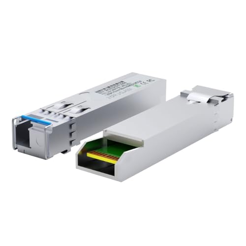 2 Pack 1.25Gbps Single-Mode LC Module SFP Bi-Directional Transceiver, 20km Reach,1310nm TX / 1550nm RX,1550nm TX / 1310nm RX,DDM Support,0°C to +70°C