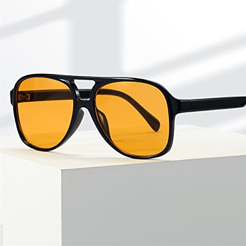 Image of Vintage Aviator Sunglasses for Women Men 70s Glasses Retro Oversized Yellow Lens Shades
