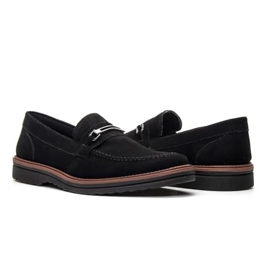 Sapato Masculino Loafer Mocassim em Couro Nobuck com Fivela Estilo Camurça Aveludado Sport Fino Ideal para Eventos Sociais Trabalho e Lazer Calce Fácil Estilo Oxford Derby (Preto, BR, Adulto, Numérico, 42)