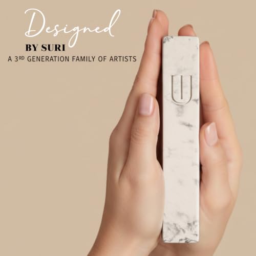 Image of SURI Mezuzah for Door with Scroll - 6 Inch Modern Mezuzah Case with Non Kosher Scroll Included, Fits up to 5 inch Scroll, Easy Adhesive Installation, Gift Box Included