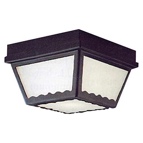 Wavy Frosted Glass Outdoor Ceiling Light, Black, 2-Light, 9.5 Inch
