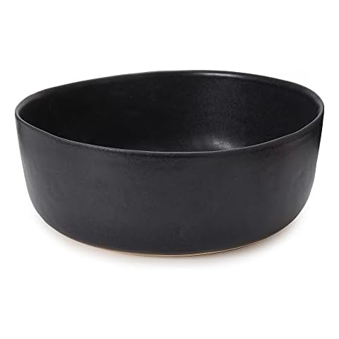 URBANARA Salatschüssel Malhou - 10 x 27 cm, Schwarz, 100% Stein Cover
