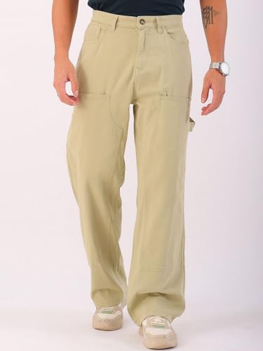 Image of The Indian Garage Co Men Relaxed Fit Solid Mid-Rise Stretchable Cargos