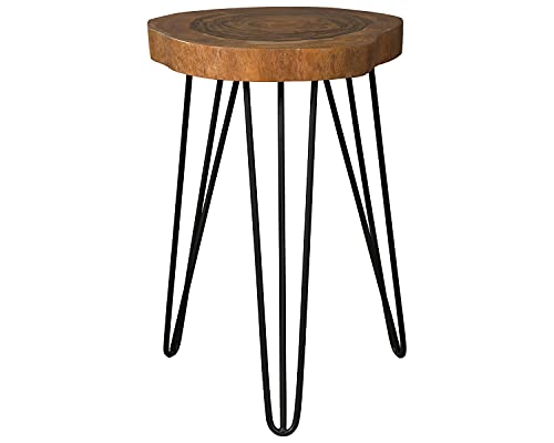 Signature Design by Ashley Eversboro Rustic Wood Accent Table with Hairpin Legs, 24 Inches, Brown & Black