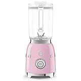 Smeg, Blender BLF03PKEU 1,5 L, 4 velocidades, 4 funciones Smoothie, Pulse, Hielo Picado y Autolimpiador, Bloque de Motor y Tapón Dosificador, Base Antideslizante, Range Cordón Integrado, 800 W, Rosa