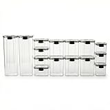 Kit 15 Potes Herméticos Organizadores Empilháveis para Mantimentos - Pote Hermético BPA Free - Utensílios para Cozinha, Armário, Alimentos, Porta Mantimentos, Empilhável