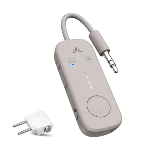 Avantree Relay - Premium Airplane Bluetooth Adapter with Advanced Qualcomm Chipset 2 Headphones Support 25hrs Play Time aptX Adaptive & HD Audio Transmitter for Airpods Travel Flight