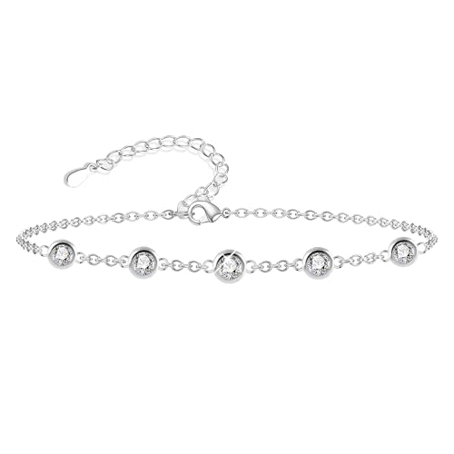 Image of Silver Zirconia Bracelet for Women Lady Silver CZ Ball Zirconia Bracelets