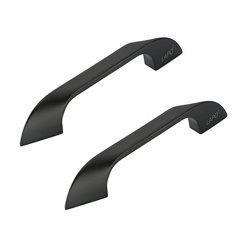 Image of LAPO 4 Inch Cabinet Handles for Kitchen and Drawer Use, Designed for Kitchen Furniture, Scratch Proof Design, Quick Fit Setup, 3 Years Warranty (96mm, Black Finish, Pack of 10) - Twist