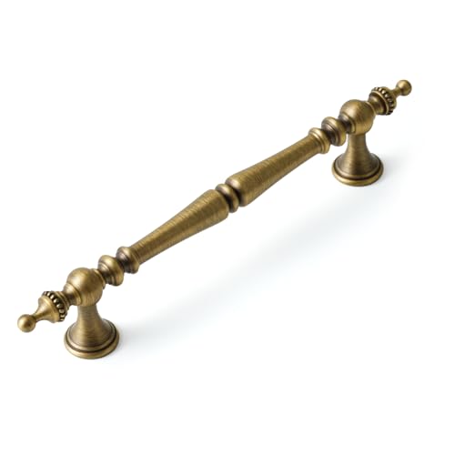 Eldurwork 10 Pack Solid Brass Cabinet Handles 5 inch Hole Center Cabinet Pulls Antique Brass Cabinet Pulls for Kitchen, Bathroom, Closet