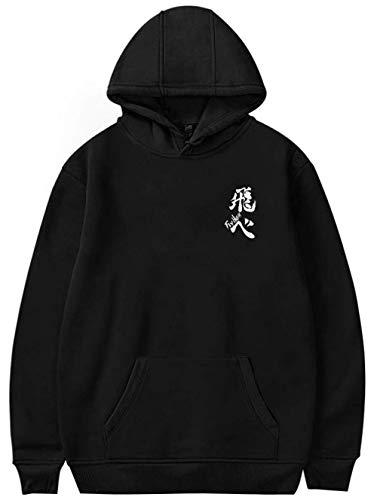 YIMIAO Hombre Mujer Haikyuu Sudaderas con Capucha Jóvenes Japonesa Anime Volleyball Junior Uniforme Niño Niña Karasuno High School Pullover(S)