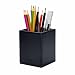 UnionBasic Square Pen Holder Pencils Cup - Desktop PU Leather Stationery Organizer (Black)