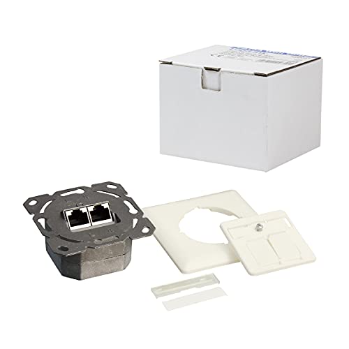 LogiLink Professional NP0021 RJ45 Cat.6A Anschlussdose (Unterputz) 2x RJ45 Stp (Vollgeschirmt) mit 40° Auslass