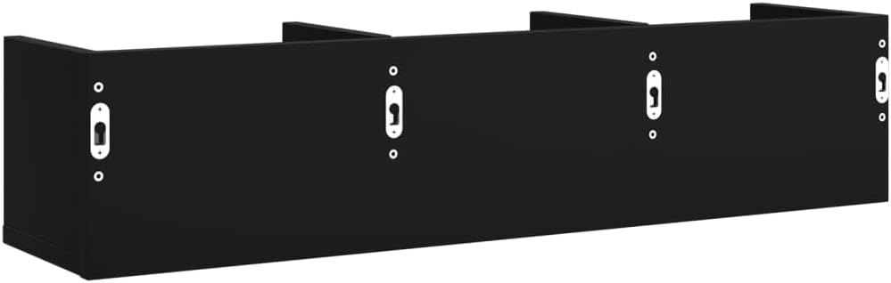 Wall Cabinets Set of 2 Black Engineered Wood, 7.1x29.5x6.5 in Floating Wall Shelf for Living Room, Modern Bathroom Storage & Room Decor