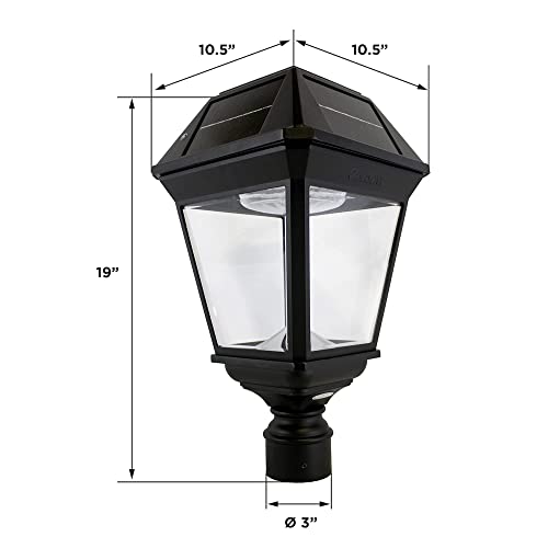 Gama Sonic Imperial III Solar Post Light, Black Aluminum and Glass, Outdoor Lamp, 300 Lumen Dual Color Temperature, 3-inch Fitter for Lamp Posts or Pier Mount (Sold Separately) 97K012 thumbnail 5