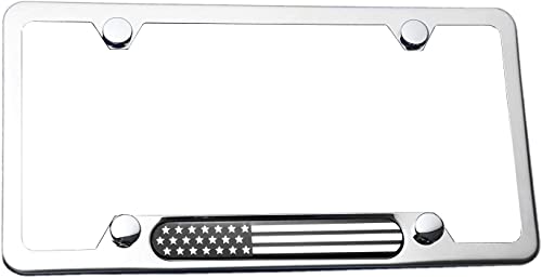 Lfparts Black Chrome Usa Flag Stainless Steel License Plate Frame #TOP14
