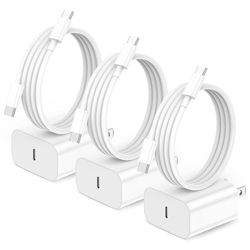 IPhone 17 16 15 Chargeur,paquet de 3 20W USB-C Chargeur mural rapide avec 6ft USB C à USB C Câble pour iPhone 17/16/16 Pro Max/16 Plus/15/15 Pro Max/15 Plus/iPad Air/iPad et plus