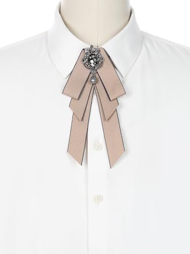 Image of Women's Ribbon Brooch Necktie Rhinestone Bow Ties for Elegant Chic