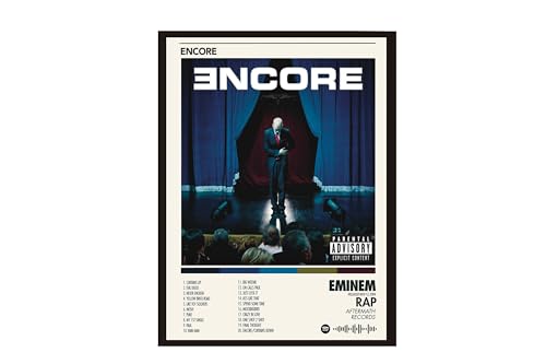 Image of BLINKART Eminem - Encore Wall Photo Frames | Wall Art for Bedroom, Living Room, Studio or Office | Album Cover Print with Spotify Song Link QR Code | Gift for Fans - 8x12 In