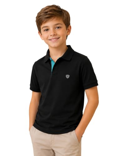 Image of Lux Cozi Boy's Polycotton Polo T-Shirt | Solid Collared Half Sleeve Tee for Kids | Soft Breathable Summer Wear | Casual Smart Polo T-Shirt | 3-14 Years