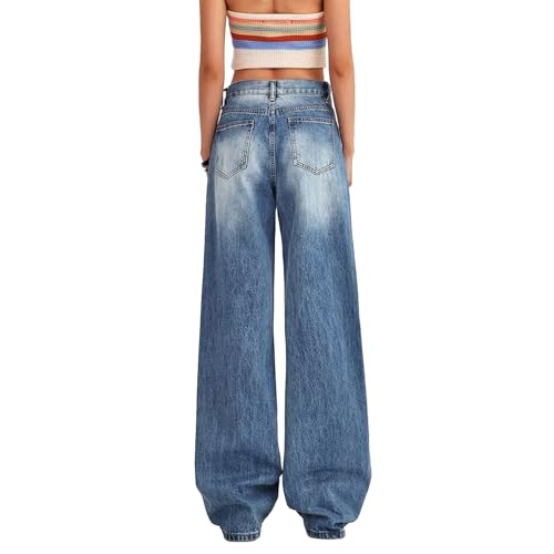 Low Rise Baggy Jeans for Women Y2K Straight Wide Leg Denim Pants Casual Loose Boyfriend Jean Trouser3