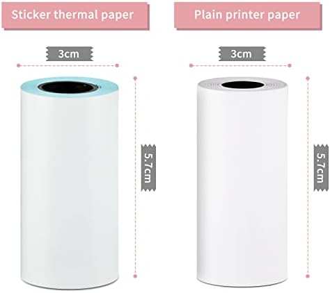 5 Rolls Thermal Printer Paper, icyant 56 x 30 mm Direct Thermal Paper White Self-Adhesive Printable Sticker Mini Printing Paper Roll Portable Thermal Paper Roll for Printing Study Notes Photos Lists