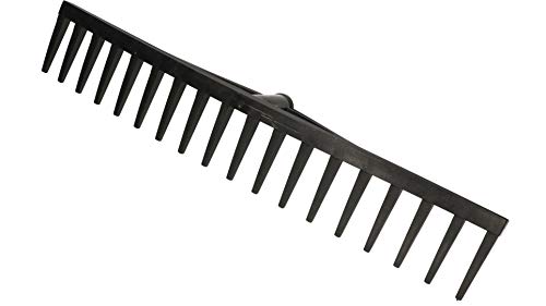 KOTARBAU® Robuster Rechen 610 mm mit 18 Zinken Harke aus Kunststoff Gartenharke Handharke Gartenrechen zum Fegen von Laub Gras Gartengeräte Gartenwerkzeug Schwarz ohne Stiel