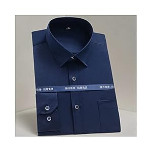 Overhemd Met Lange Mouwen Voor Heren – Stretch Anti-Rimpel Katoen Kent-Kraag Zakelijke Blouse Met Zakken, Topjes…