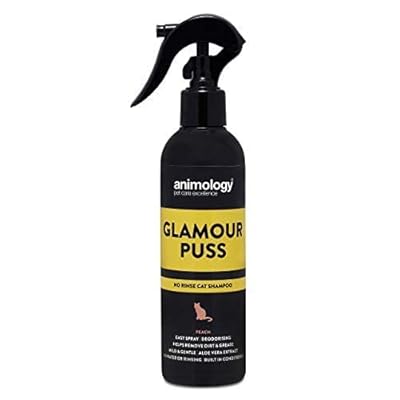 ANIMOLOGY Glamour Puss Cat Shampoo – No Rinse Gentle Spray Shampoo – 250 ml Cat Shampoo for Dirt and Grease – With Juicy Peach Fragrance – Allergen-Free for All Life Stages